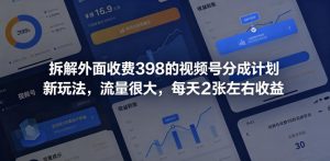 拆解外面收费398的视频号分成计划新玩法,流量很大,每天2张左右收益-网创资源站