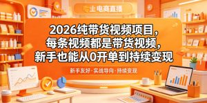 2026纯带货视频项目,每条视频都是带货视频,新手也能从0开单到持续变现-网创资源站