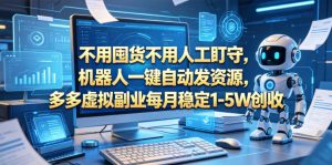 不用囤货不用人工盯守，机器人一键自动发资源，多多虚拟副业每月稳定1-5W创收【揭秘】-网创资源站