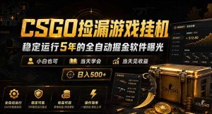 CSGO捡漏游戏挂机，稳定运行5年的全自动掘金软件曝光，小白也可当天学会，当天见收益，日入500+-网创资源站