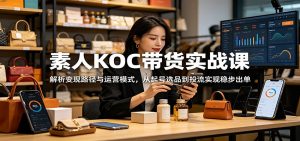 素人KOC带货实战课：解析变现路径与运营模式，从起号选品到投流实现稳步出单-网创资源站