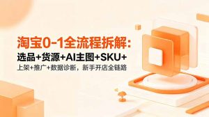 淘宝0-1全流程拆解：选品+货源+AI主图+SKU+上架+推广+数据诊断，新手开店全链路-网创资源站