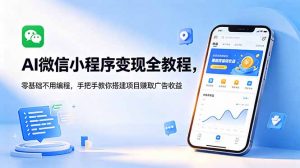 AI微信小程序变现全教程,零基础不用编程,手把手教你搭建项目赚取广告收益-网创资源站