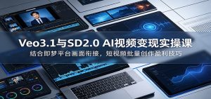 Veo3.1与SD2.0 AI视频变现实操课课:结合即梦平台画面衔接,短视频批量创作盈利技巧-网创资源站