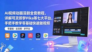 AI视频动画漫剧全套教程,详解可灵即梦Pika等七大平台,手把手教学零基础快速做视频-网创资源站