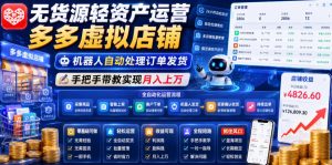 无货源轻资产运营多多虚拟店铺，机器人自动处理订单发货，手把手带教实现月入上万【揭秘】-网创资源站