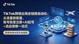 TikTok跨境出海全链路自动化：从流量到留量，账号批量注册+AI起号+选品策略一站式-网创资源站
