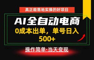 真正的落地实操项目，0成本出单，单号轻松日入500+，长期稳定！-网创资源站