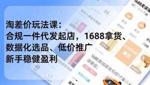 淘差价玩法课:合规一件代发起店,1688拿货、数据化选品、低价推广,新手稳健盈利(更新6月-网创资源站