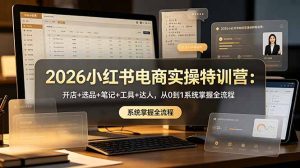 2026小红书电商实操特训营:开店+选品+笔记+工具+达人,从0到1系统掌握全流程-网创资源站