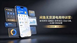 闲鱼无货源电商特训营:账号养号+选爆品+发布优化+日出10单,从0到1系统运营-网创资源站
