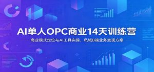 AI单人OPC商业14天训练营:商业模式定位与AI工具实操,私域B端业务变现方案-网创资源站