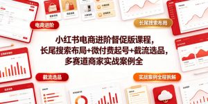 小红书电商进阶督促版课程，长尾搜索布局+微付费起号+截流选品，多赛道商家实战案例全程拆解-网创资源站