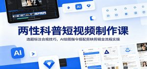 两性科普短视频制作课：选题标注合规技巧，AI绘图指令搭配剪映剪辑全流程实操-网创资源站