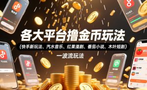 各大平台撸金币玩法(快手新玩法、汽水音乐、红果漫剧、番茄小说、木叶短剧)，一波流玩法(收费398元的教程)-网创资源站