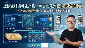 虚拟资料课件生产线，AI自动化流程1小时生产1套，一天上架10套原创课件，30天小红书素材不重样-网创资源站
