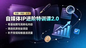 自媒体IP进阶特训课2.0,零基础撰写高转化内容,筛选优质创业项目,补齐变现短板盘活流量-网创资源站