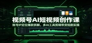 视频号AI短视频创作课:账号IP定位爆款拆解,多AI工具剪辑带货短剧实操-网创资源站