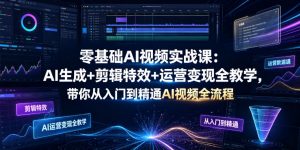 零基础AI视频实战课:AI生成+剪辑特效+运营变现全教学,带你从入门到精通AI视频全流程-网创资源站