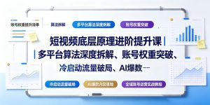 短视频底层原理进阶提升课｜多平台算法深度拆解、账号权重突破、冷启动流量破局、AI爆款内容落地与全域账号运营实战教程-网创资源站