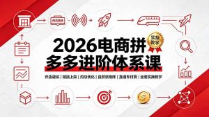 2026电商拼多多进阶体系课，开店避坑，链接上架，内功优化，自然流矩阵｜直通车付费｜全套实操教学-网创资源站
