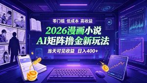 爆款小说漫画大阅读 ai矩阵操作 当天可见收益 日入400+ 零门槛 高收益-网创资源站