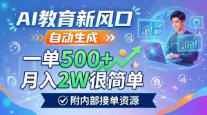 AI教育新风口,自动生成,一单500+,月入2W很简单,附内部接单资源-网创资源站
