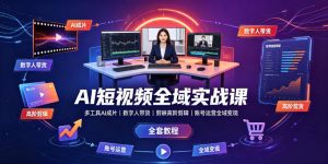 AI短视频全域实战课|多工具AI成片、数字人带货、剪映高阶剪辑、账号运营全域变现全套教程-网创资源站