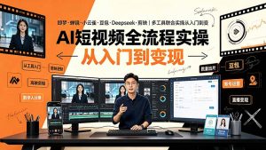 AI短视频全流程实操:即梦·蝉镜·小云雀·豆包·Deepseek·剪映|多工具联合实操从入门到变现-网创资源站
