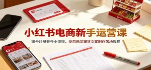 小红书电商新手运营课：账号注册养号全流程，类目选品铺货文案制作落地教程-网创资源站