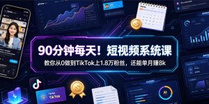 90分钟每天!短视频系统课教你从0做到TikTok上1.8万粉丝,还能单月賺8k【原创双语字幕】-网创资源站