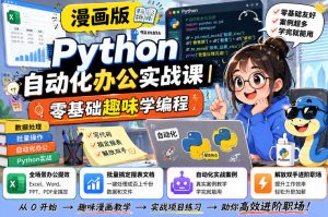 漫画版Python自动化办公实战课|零基础趣味学编程,全场景办公提效、批量搞定报表文档、解放双手进阶职场-网创资源站