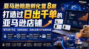 亚马逊陪跑孵化营8期,打造过日出千单的亚马逊店铺,新手0到1开店、注册风控避坑、标准化运营SOP全套落地课-网创资源站