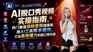 AI脱口秀视频实操指南,热门赛道涨粉变现嘎嘎香,用AI工具降本提效,打造高传播力的脱口秀内容-网创资源站