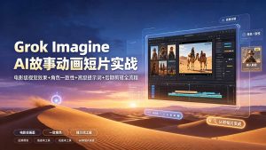 Grok Imagine AI故事动画短片实战:电影级视觉效果+角色一致性+高级提示词+后期剪辑全流程-网创资源站