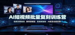 AI短视频批量复刻训练营:视频完整复刻,换背景模型、首尾帧复制、AI配音全套实操-网创资源站