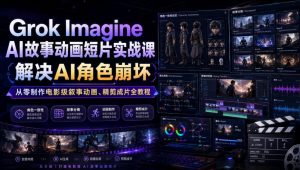 Grok Imagine AI故事动画短片实战课|解决AI角色崩坏,从零制作电影级叙事动画、精剪成片全教程(中英字幕)-网创资源站