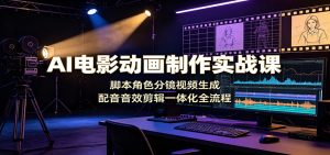 AI电影动画制作实战课:脚本角色分镜视频生成,配音音效剪辑一体化全流程-网创资源站