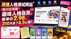 搭建人格测试网站在小红书做趣味人格自测,客单价2.98,310天卖了4.3w单!-网创资源站