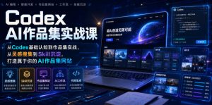 Codex AI作品集实战课，从Codex基础认知到作品集实战，从灵感搜集到Skill沉淀，打造属于你的AI作品集网站-网创资源站