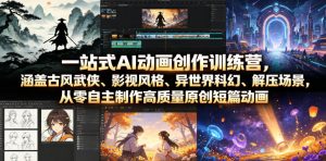 一站式AI动画创作训练营，涵盖古风武侠、影视风格、异世界科幻、解压场景，从零自主制作高质量原创短篇动画(更新)-网创资源站