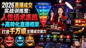 2026直播成交实战训练营:人性话术系统+高转化直播框架,打造千万级主播成交能力-网创资源站