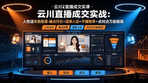云川直播成交实战：人性话术系统课-痛点种草×塑品开价×逼单人设×平播憋单×点对点万能框架-网创资源站