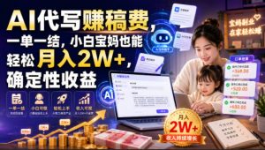 AI代写賺稿费,一单一结,小白宝妈也能轻松月入2W+,确定性收益【揭秘】-网创资源站