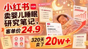 小红书卖婴儿睡眠研究笔记,客单价24.9,320天卖了20w+-网创资源站