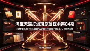 淘宝天猫打爆班原创技术第84期:4剑合1必爆2.0×淘礼金打价×2改1留×内容营销×全站推广,1款4术拉爆-网创资源站