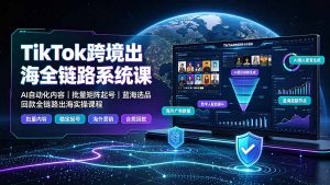 TikTok跨境出海全链路系统课-2026年7月:AI自动化内容|批量矩阵起号|蓝海选品回款全链路出海实操课程-网创资源站