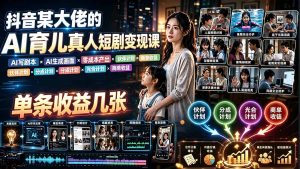 AI育儿真人短剧变现课：AI写剧本×AI生成画面×零成本产出×伙伴计划×分成计划×光合计划×商单收徒-网创资源站