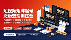 短视频矩阵起号涨粉变现训练营｜多类目剪辑·矩阵起号·账号出售，0基础无露脸稳涨粉落地变现全课-更新-网创资源站