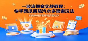一波流掘金实战教程：快手西瓜番茄汽水多渠道玩法，实操案例配套答疑完整教学-网创资源站